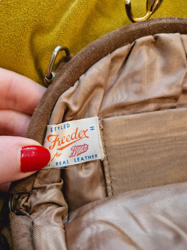 1950s Brown Suede Handbag
