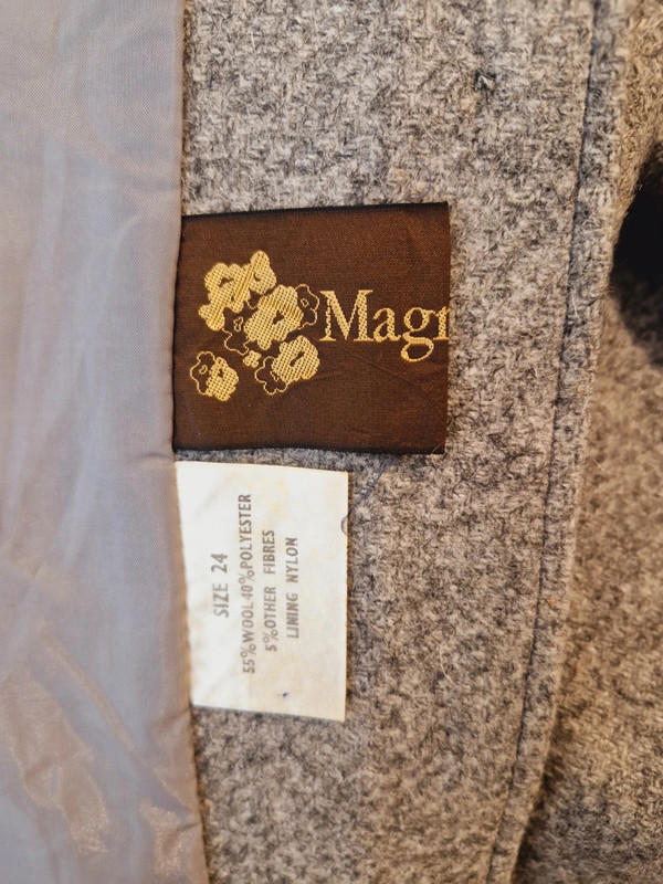 Wool Blend Grey Coat XL