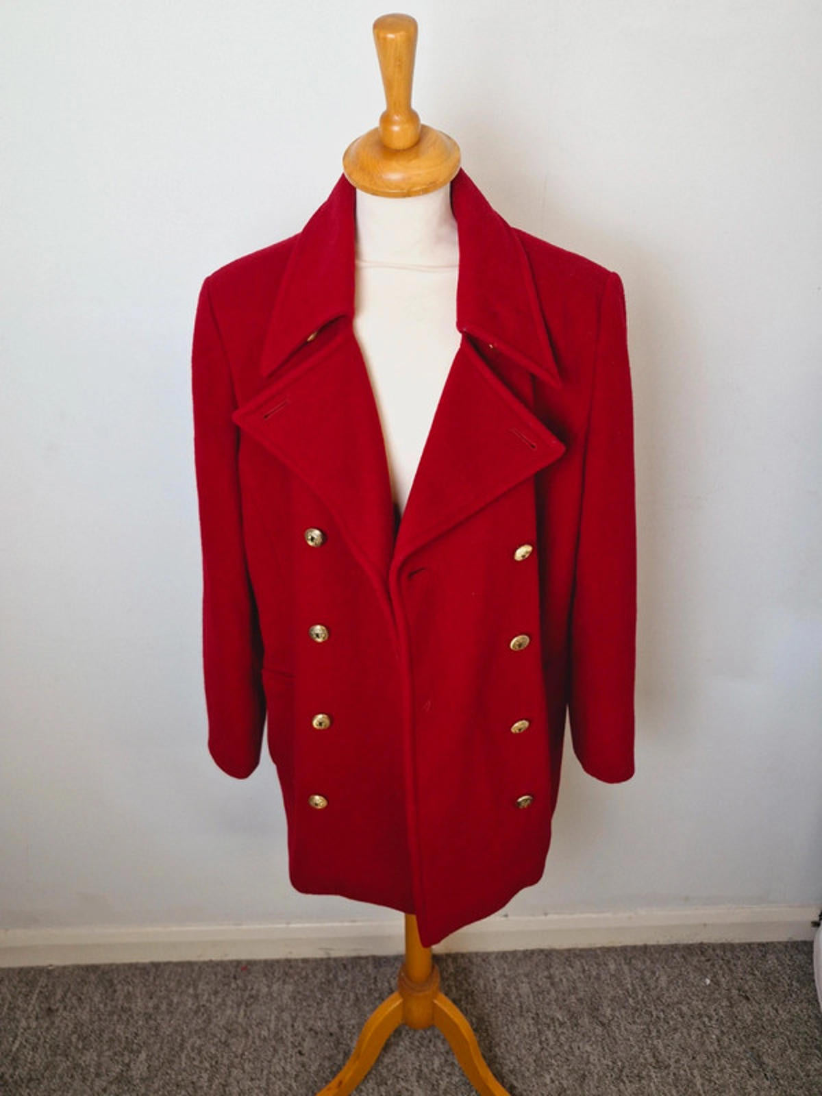 Womens Vintage Windsmoor Red Wool Cashmere Blend Coat Jacket UK14