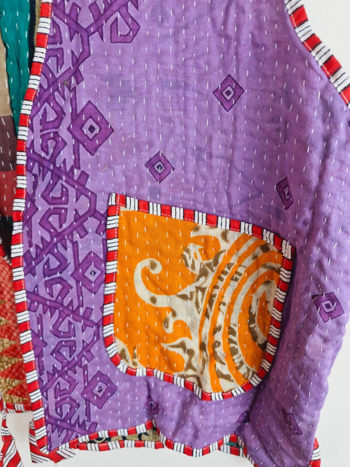 Reversible Kantha Waistcoat Gilet L