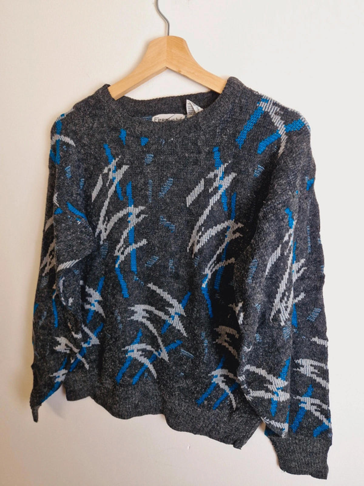 Womens Vintage Retro Grey Funky Jumper Sweater Top M UK12