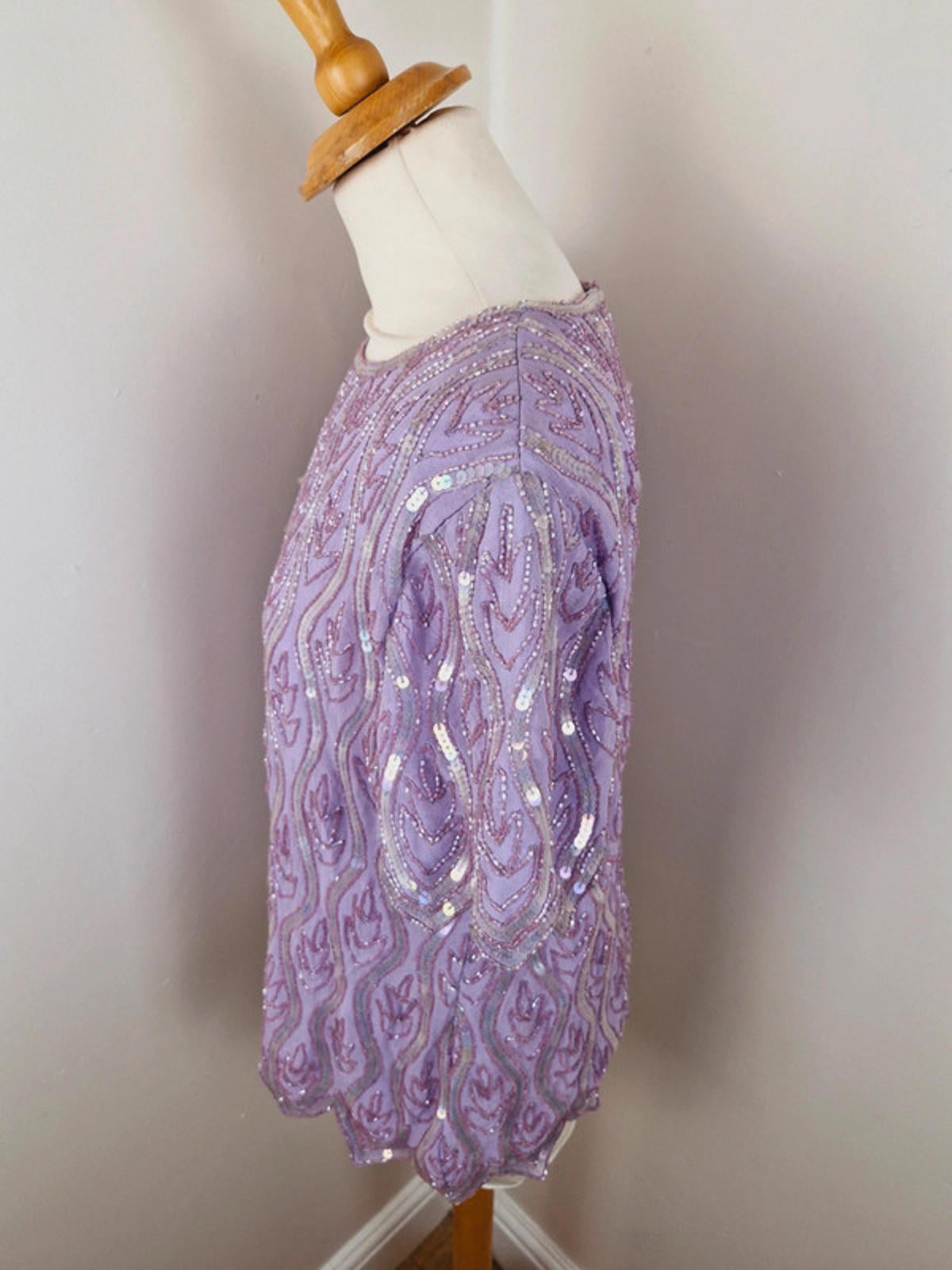 Lilac Beaded Sequin Top XL