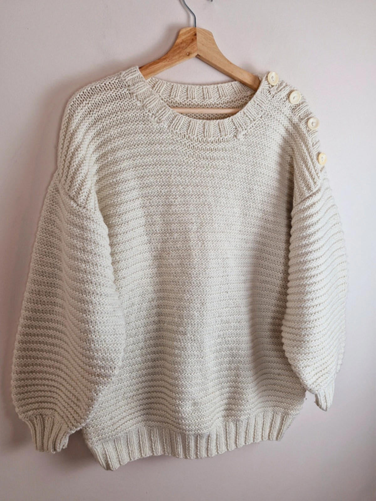 Handknitted Chunky Cream Jumper L