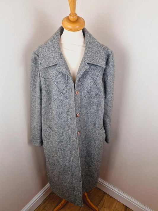 Wool Blend Grey Coat XL