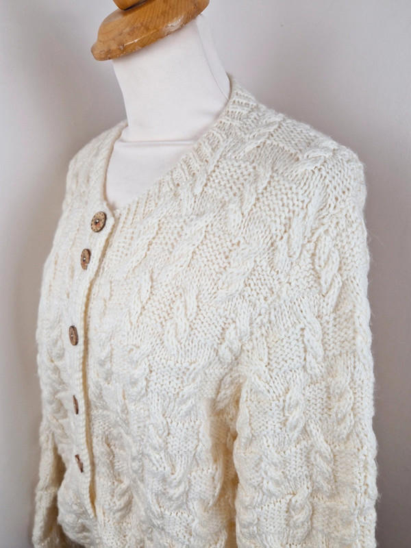 Handknitted Cable Knit Cardigan L