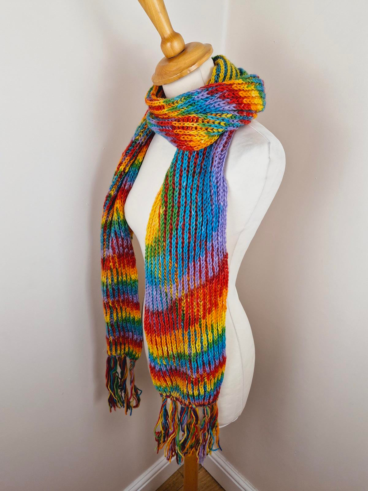 Handknitted Rainbow Scarf