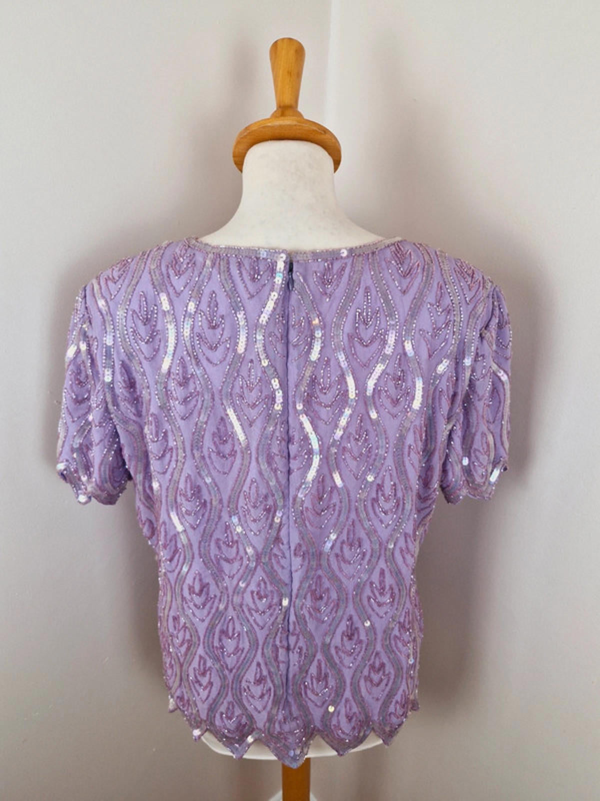 Lilac Beaded Sequin Top XL