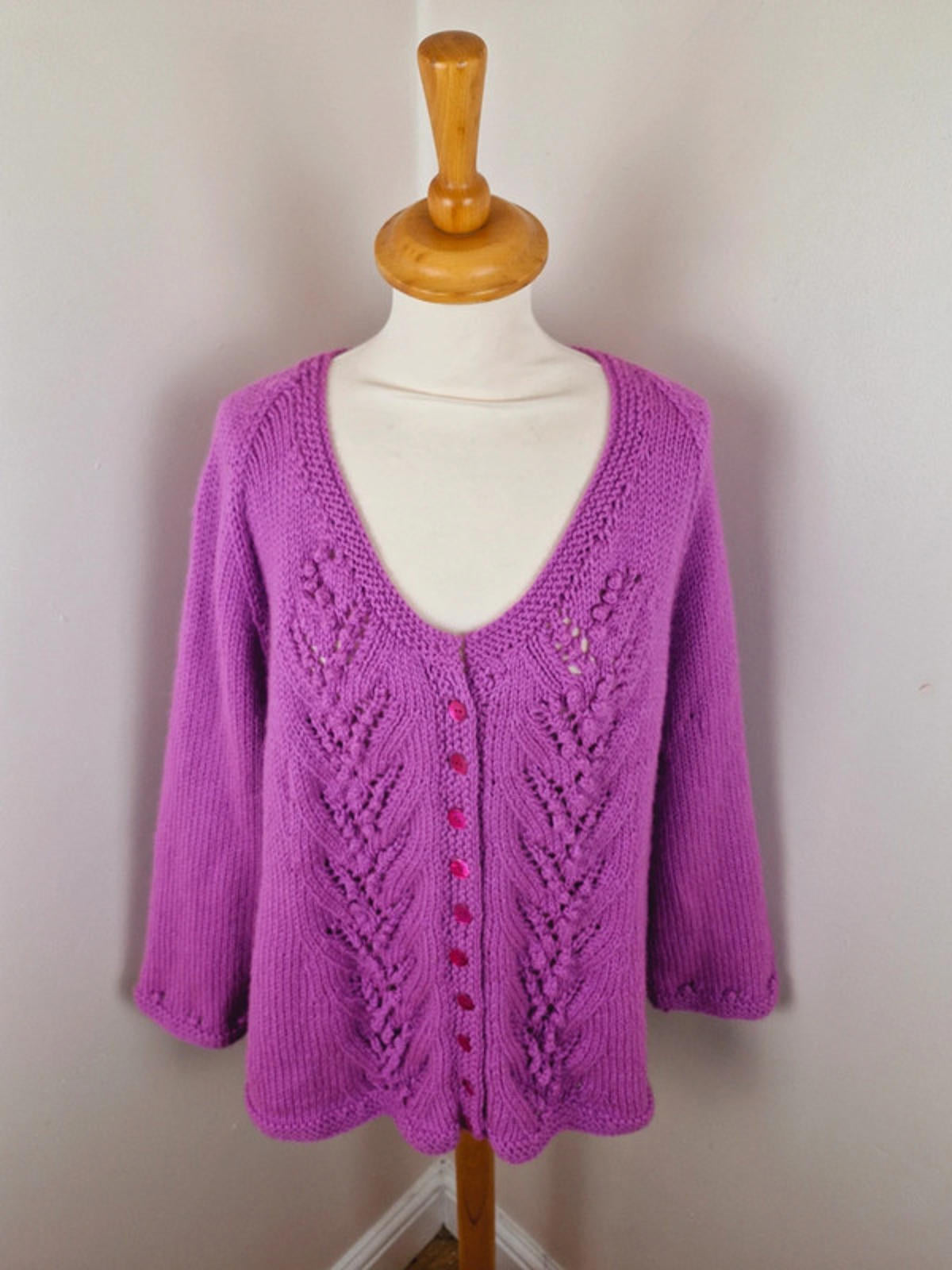 Handknitted Purple Cardigan XXL