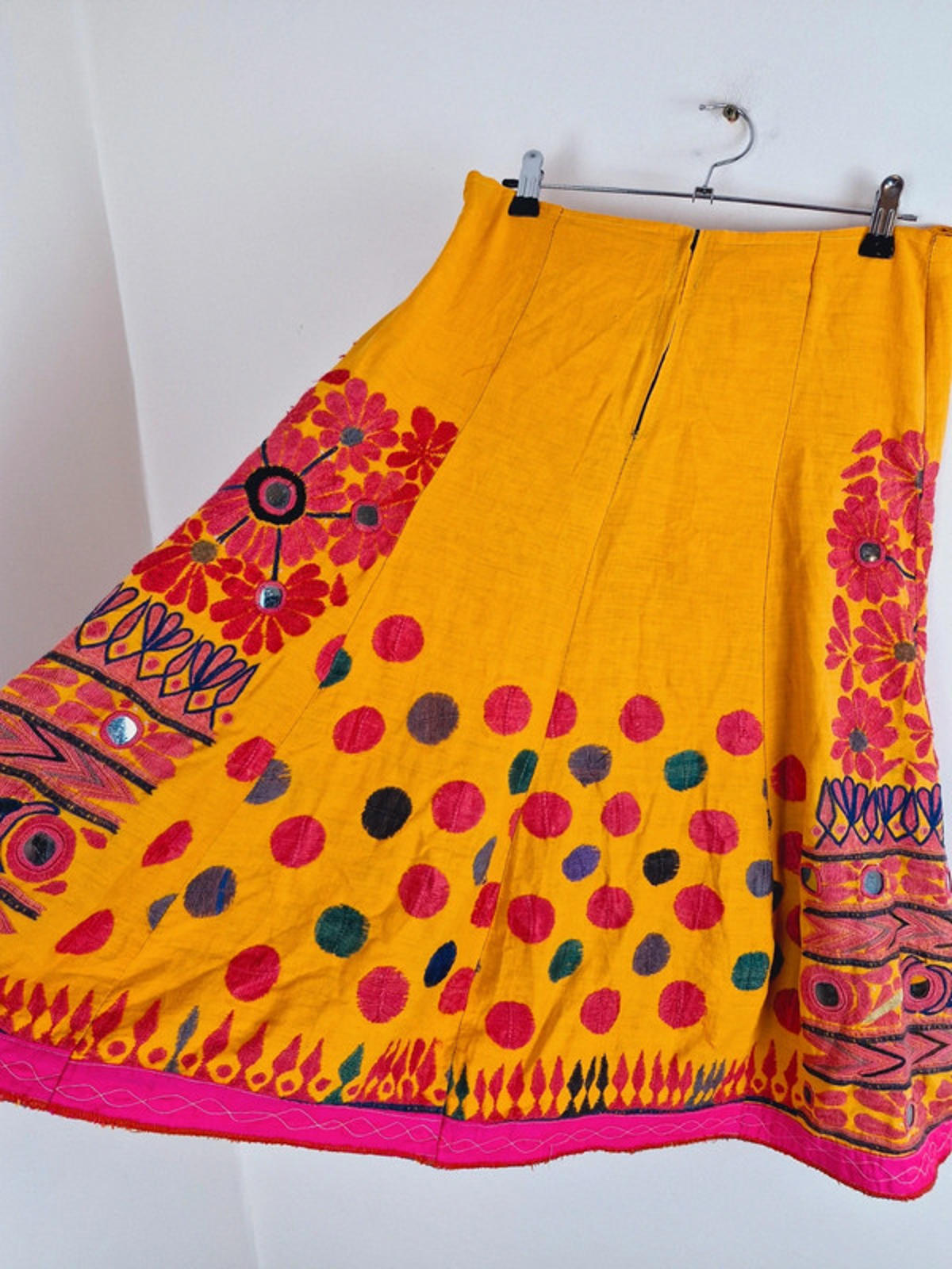 Boho Cotton Aline Midi Skirt M
