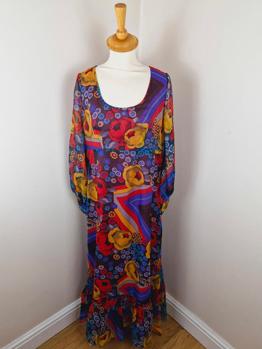 1970s Maxi Dress S M