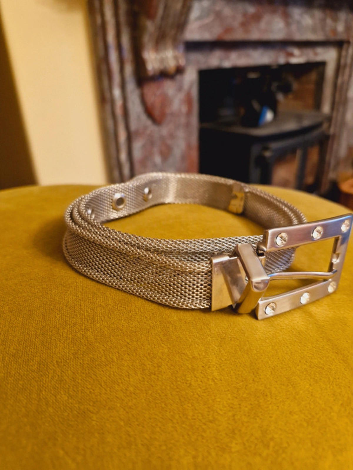 Y2K Silver Slinky Belt