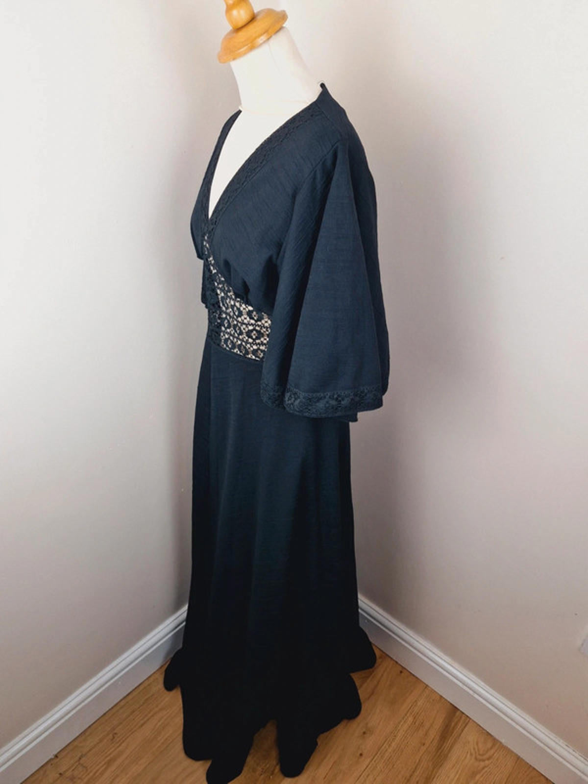 1970s Maxi Wide Sleeve Dress S