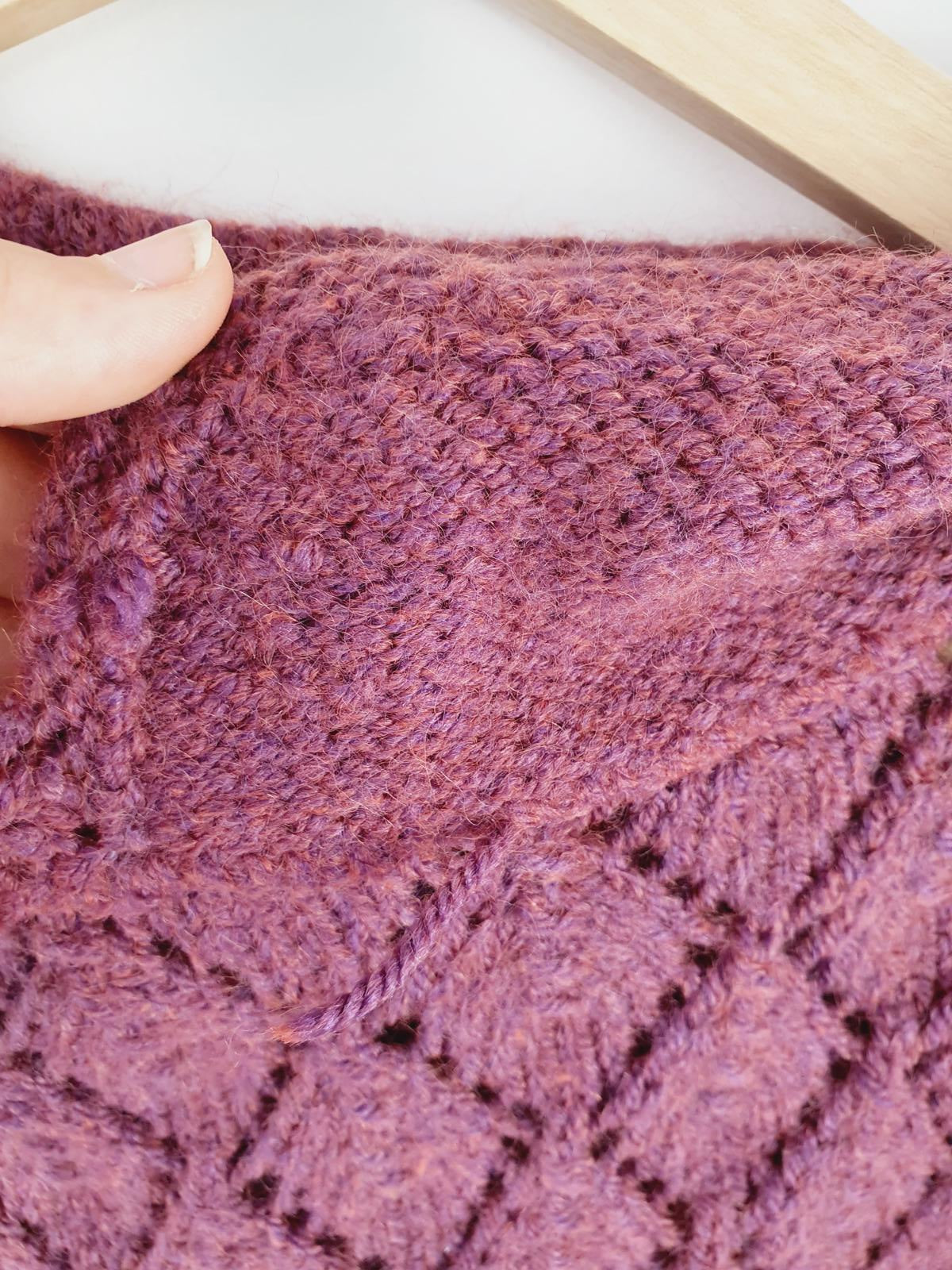 Handknitted Purple Jumper XXL UK20