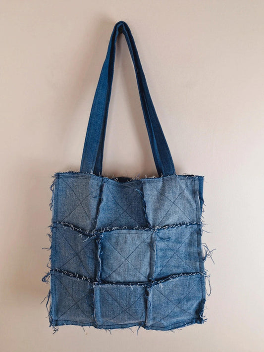 Denim Patchwork Shoulder Bag