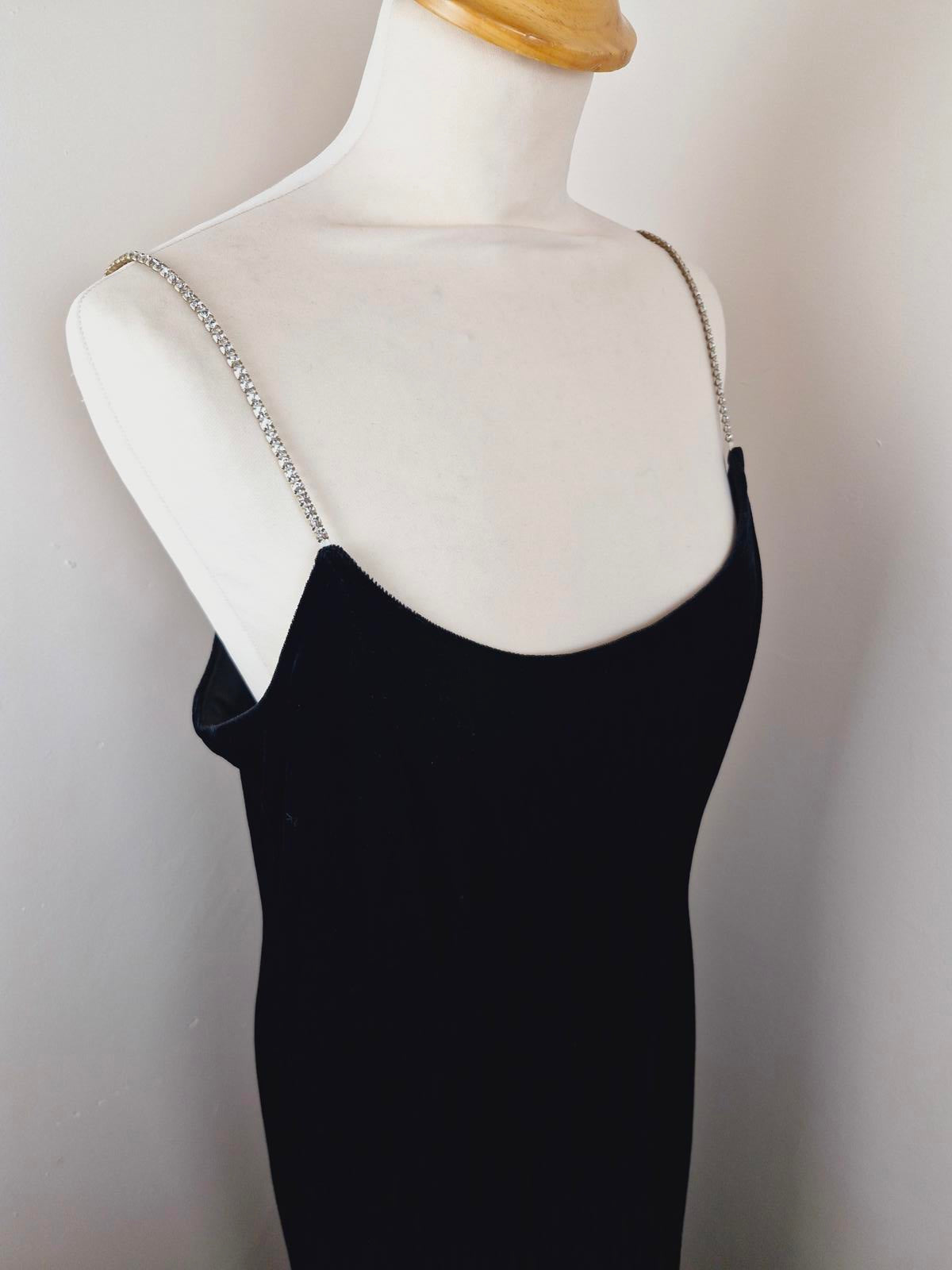 90s Long Velvet Slip Dress M