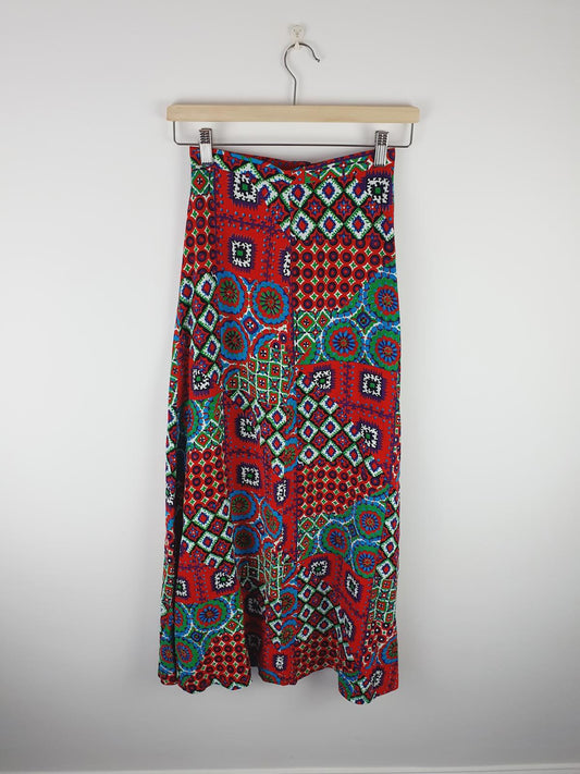 1970s Patchwork Maxi Skirt XXS UK4
