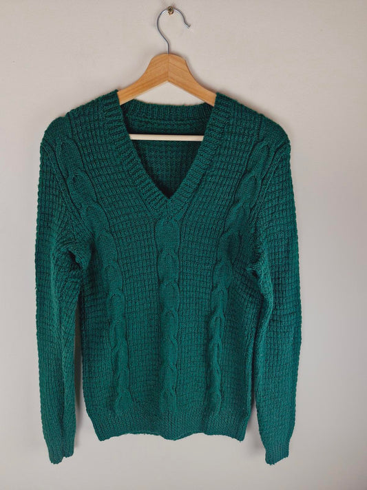 1970s Handknitted Green Jumper M