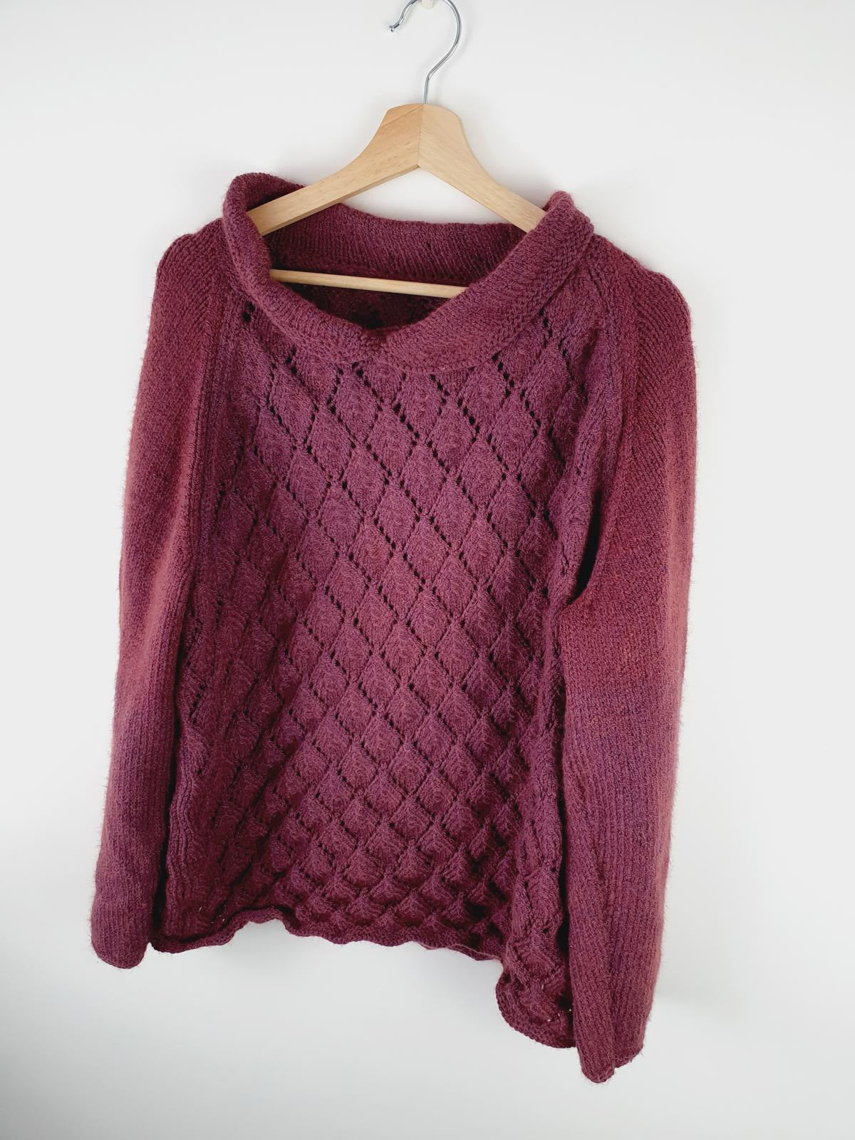 Handknitted Purple Jumper XXL UK20