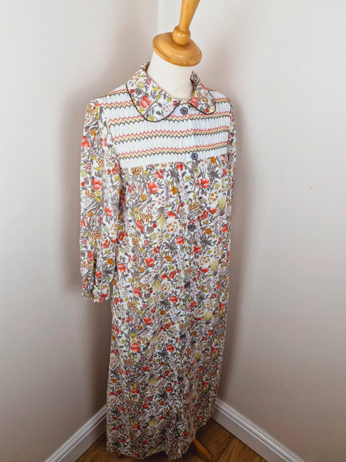 Womens Vintage St Michael 1970s 70s Long Shirtdress Dress Cotton UK10