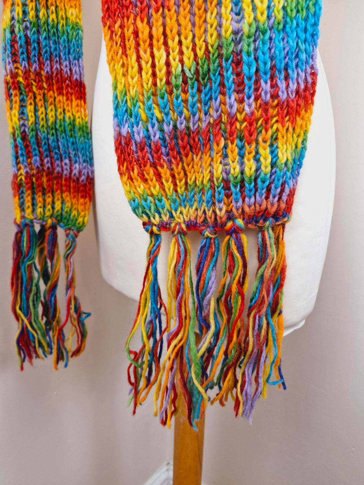 Handknitted Rainbow Scarf