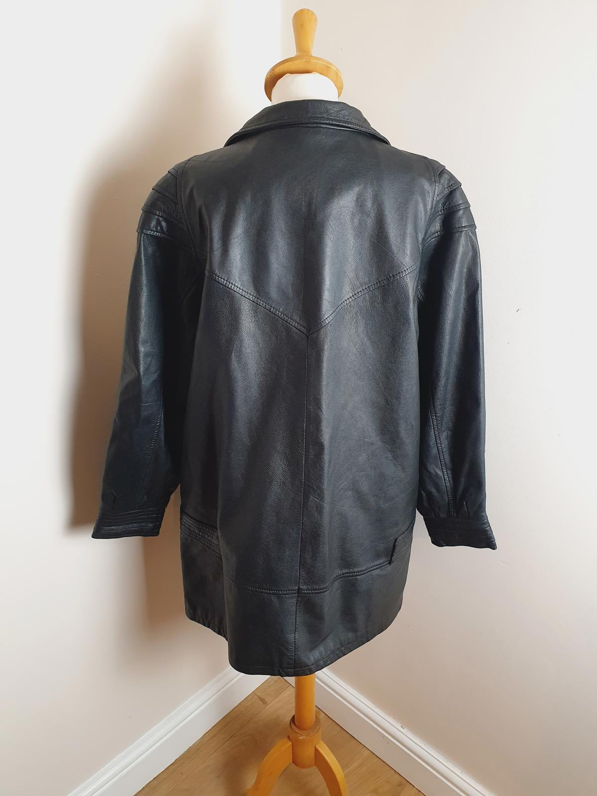 1980s Leather Coat XL UK16