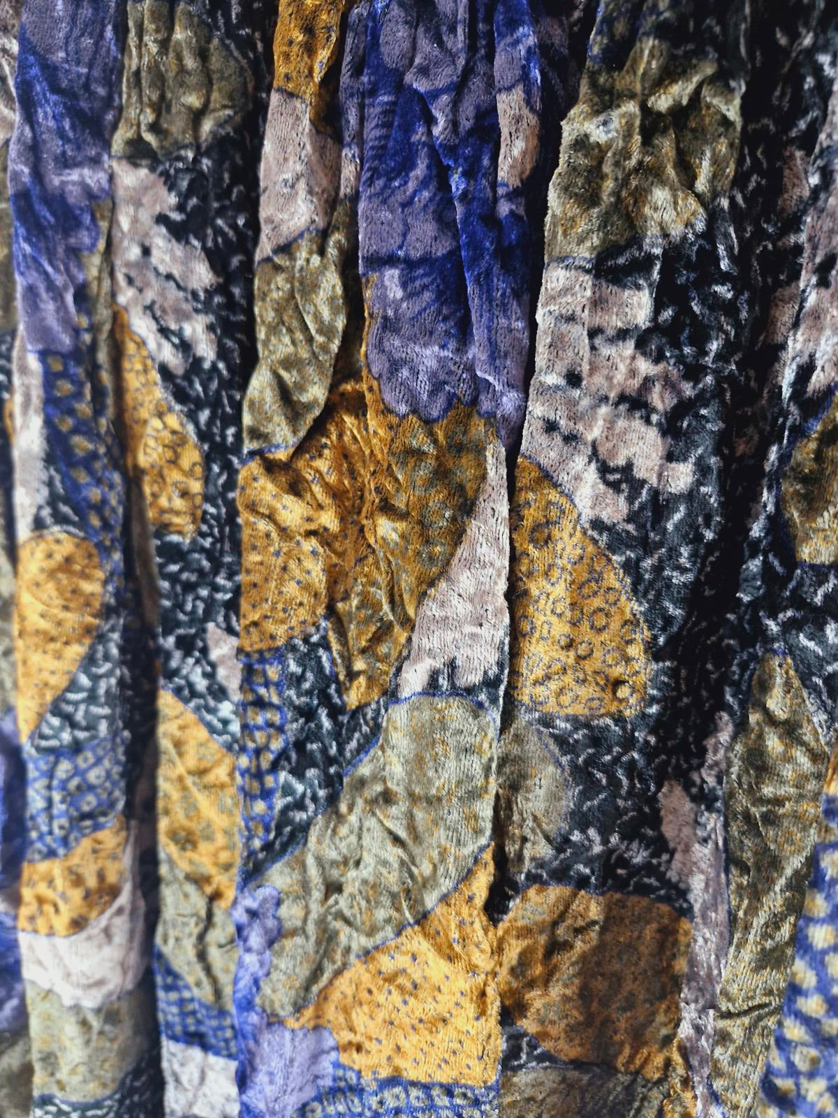 Velvet Patchwork Midi Skirt M