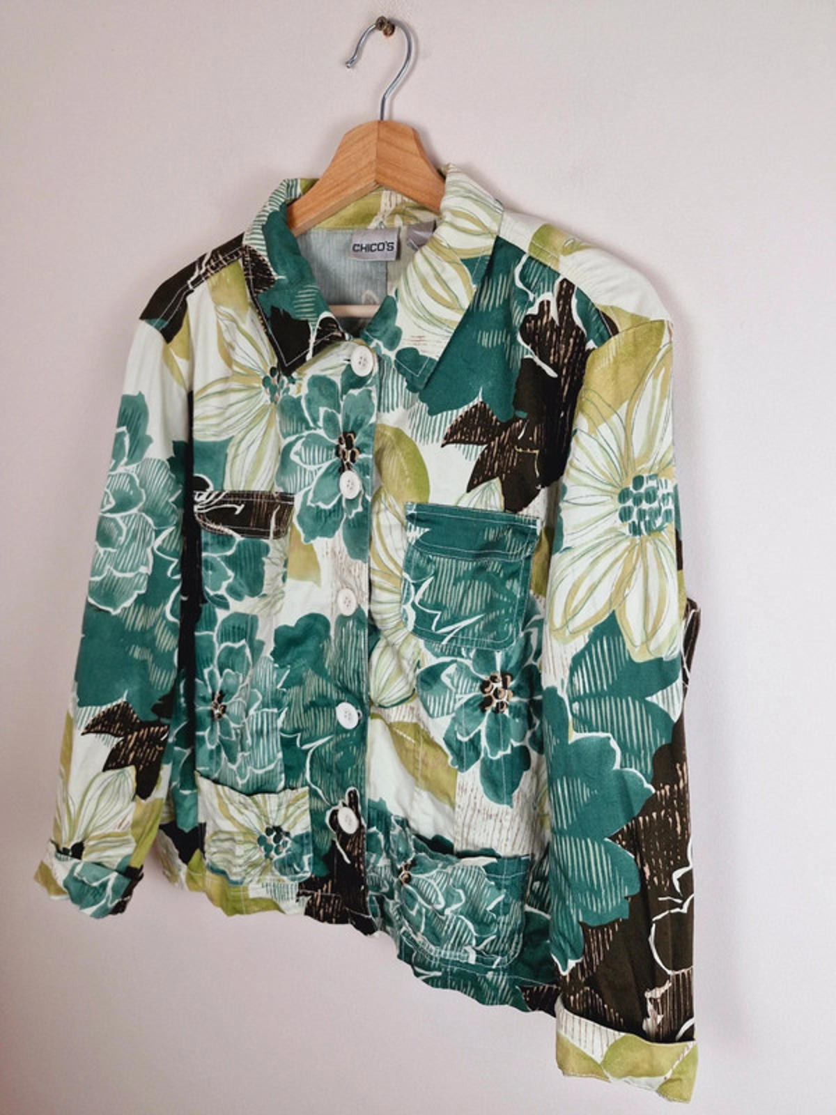 Womens Vintage y2k Chicos Cotton Funky Green Jacket L