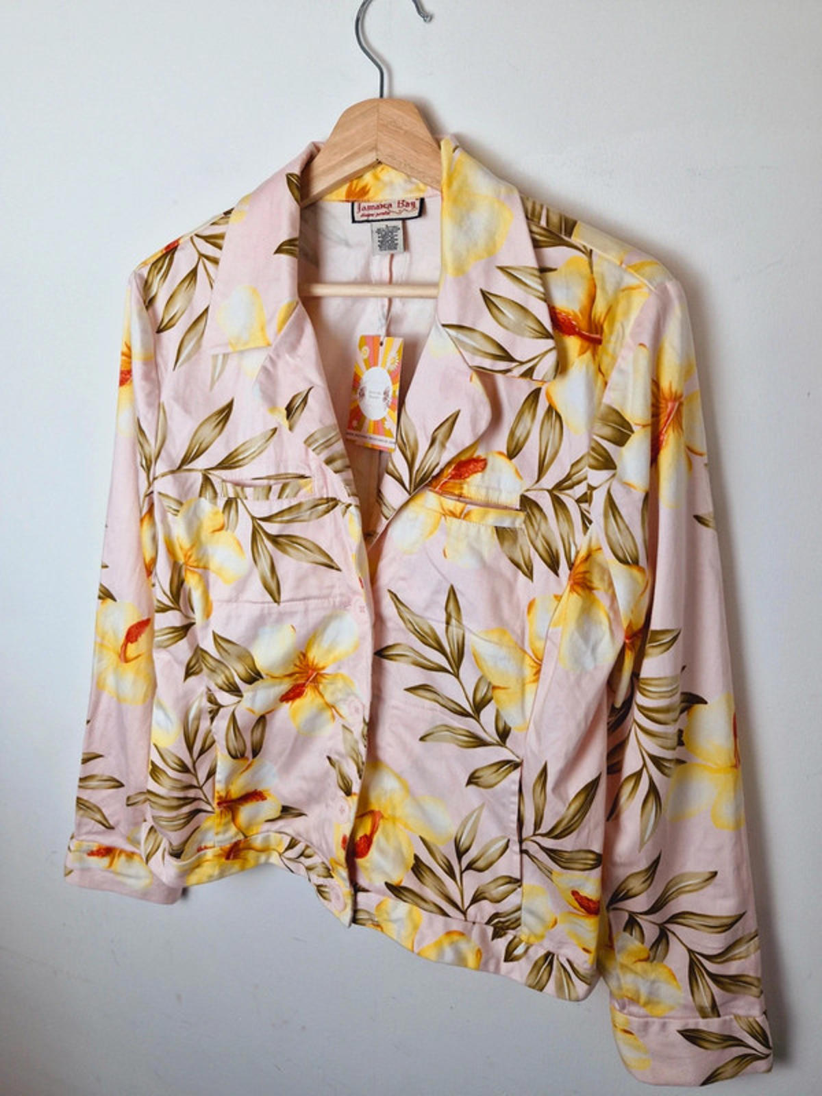 Womens Vintage Cotton Hawaiian Jacket Blazer Funky Pink L