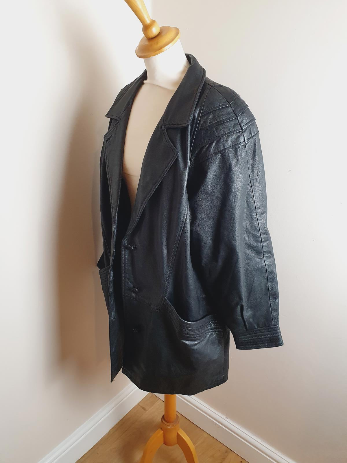 1980s Leather Coat XL UK16