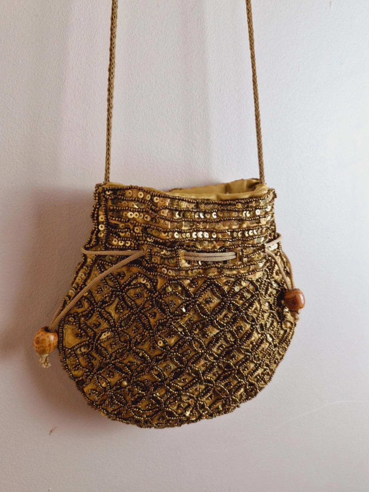 Gold Beaded Shoulder Bag