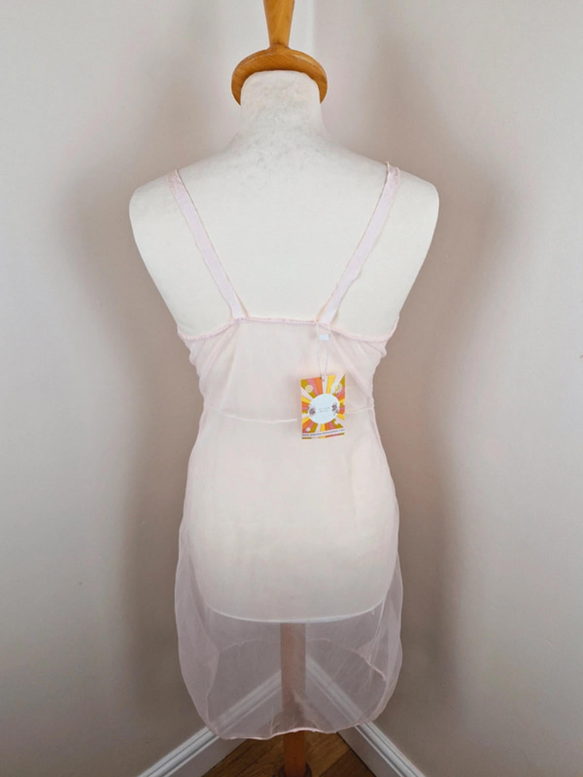 1960s Pink Sheer Slip Dress S