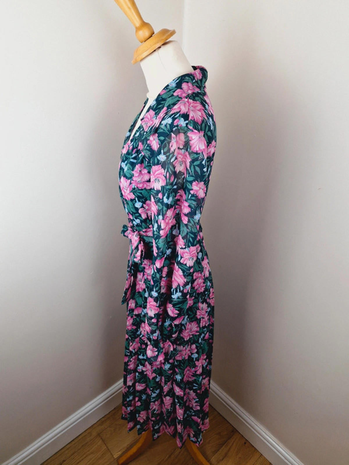 1970s Long Sleeve Midi Dress S