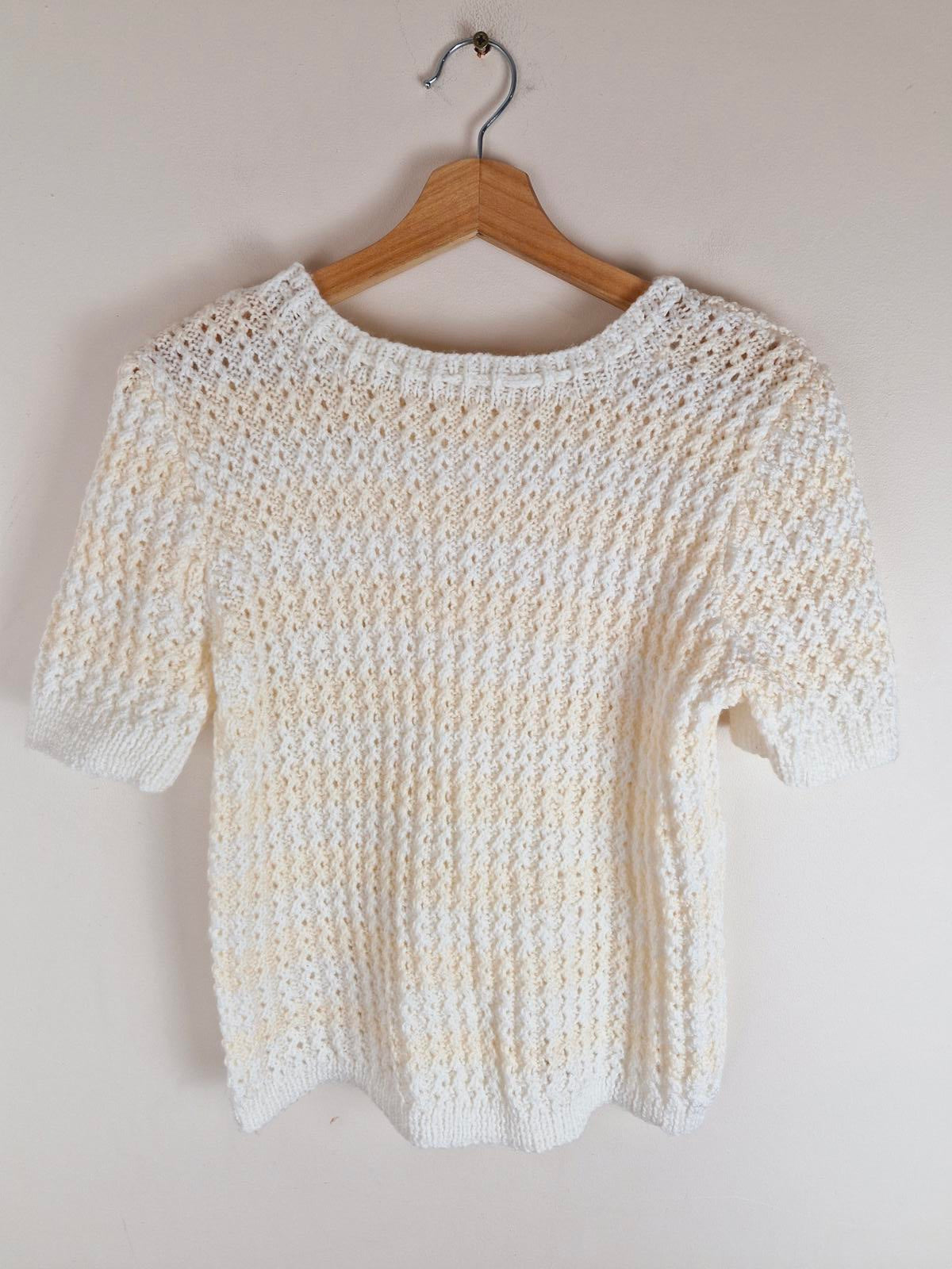 Handknitted Cream Jumper M