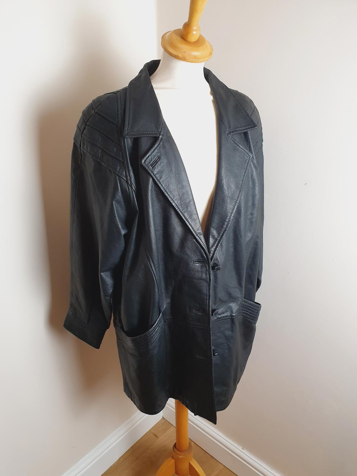 1980s Leather Coat XL UK16