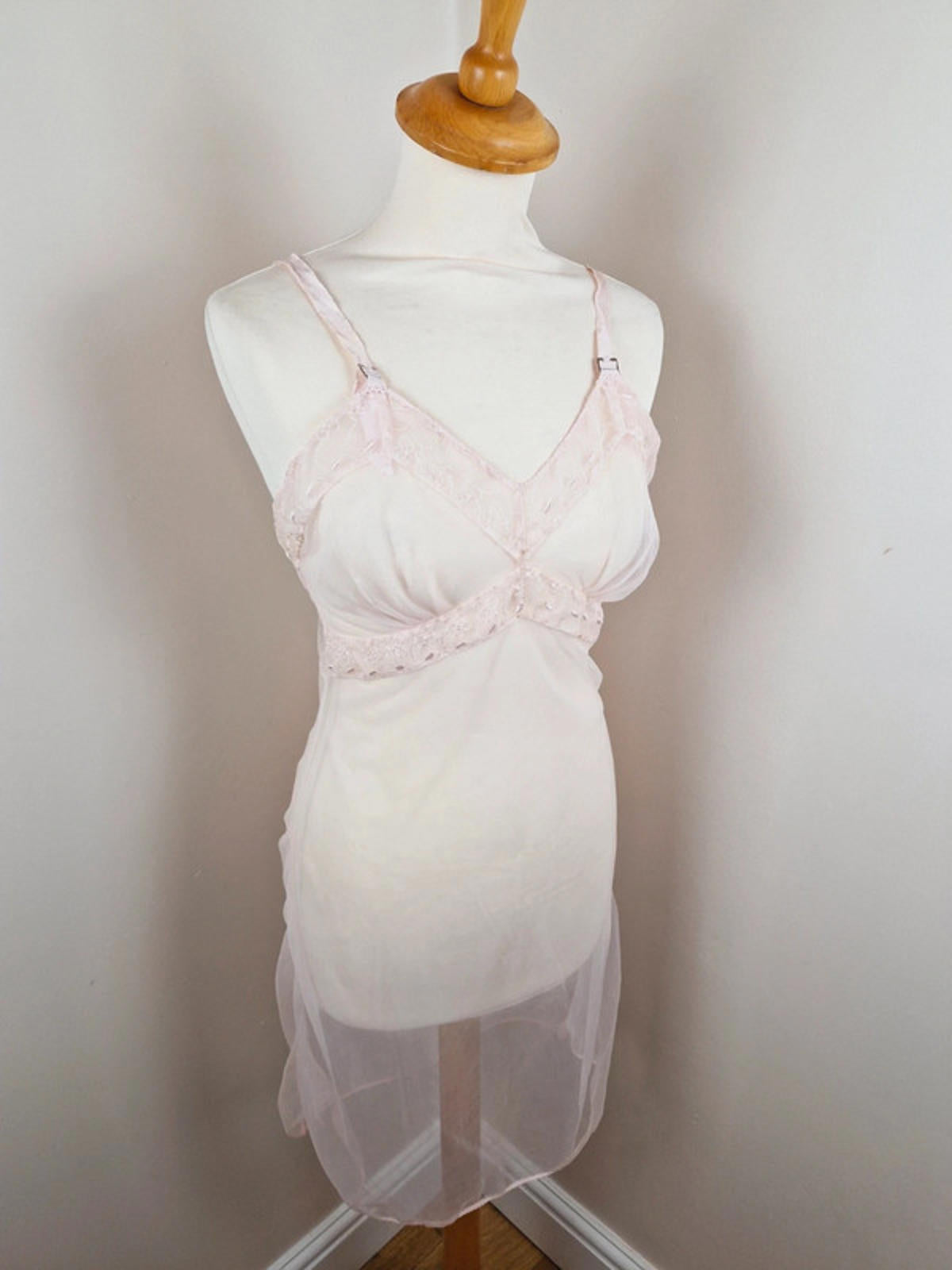 1960s Pink Sheer Slip Dress S