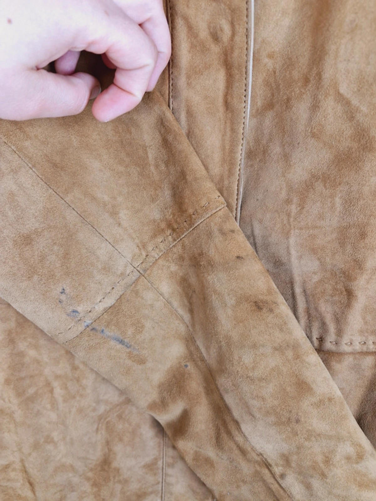 Tan Leather Suede Jacket M L