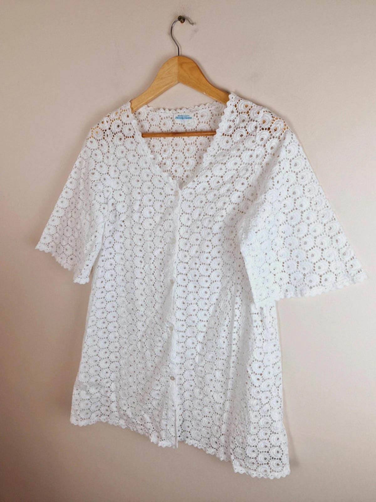 1970s Crochet Style Cotton Top S M