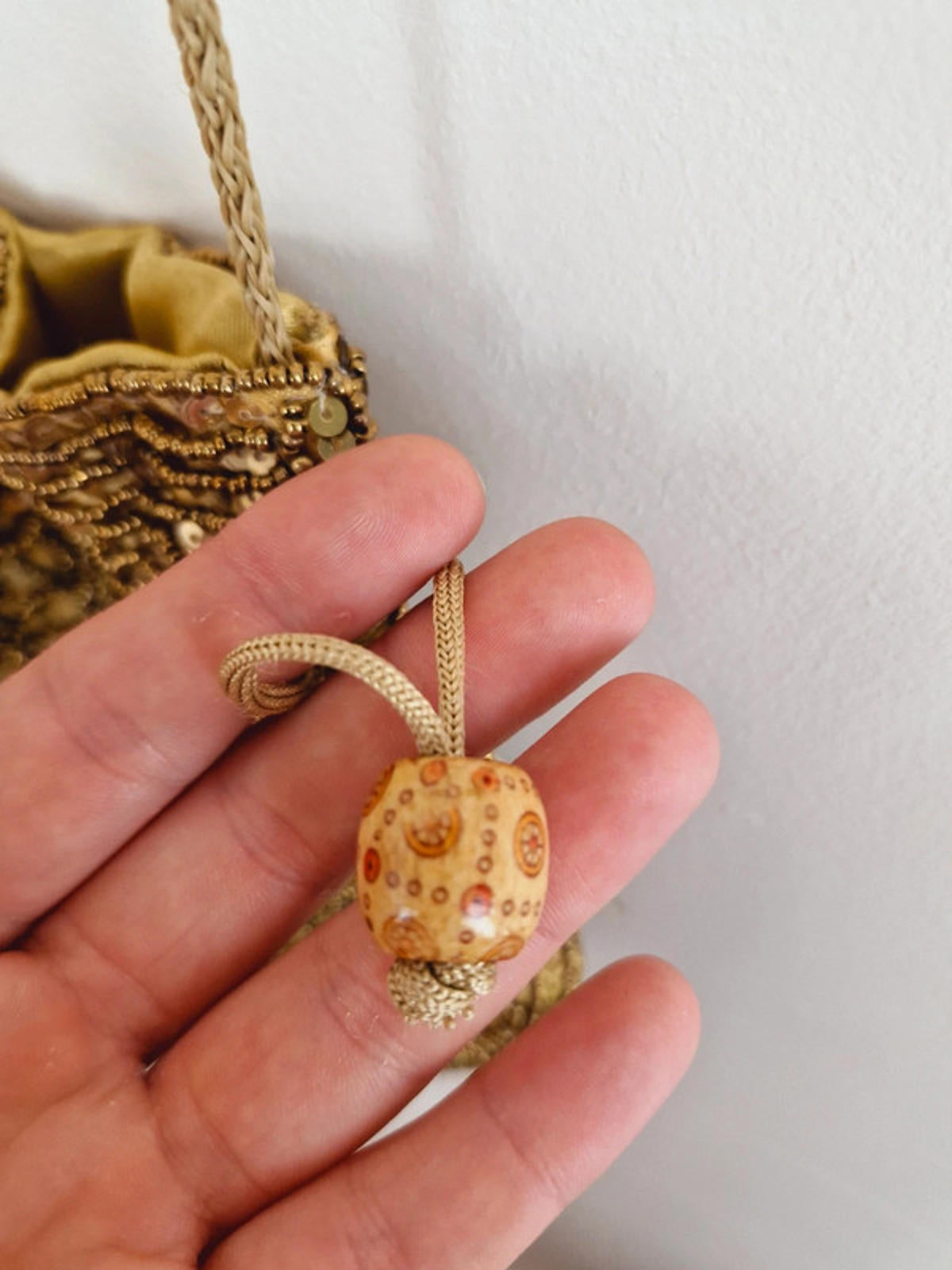Gold Beaded Shoulder Bag