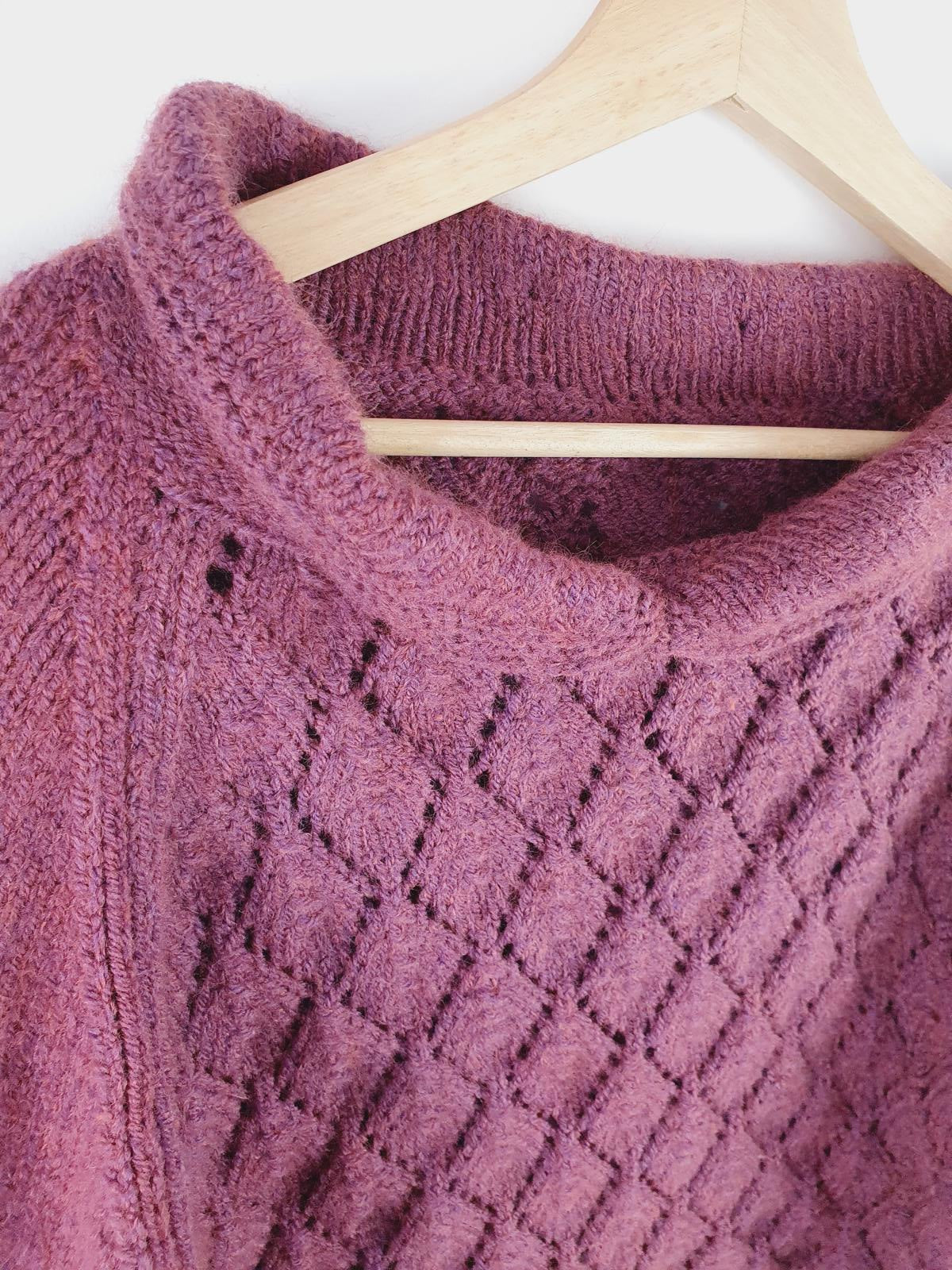 Handknitted Purple Jumper XXL UK20
