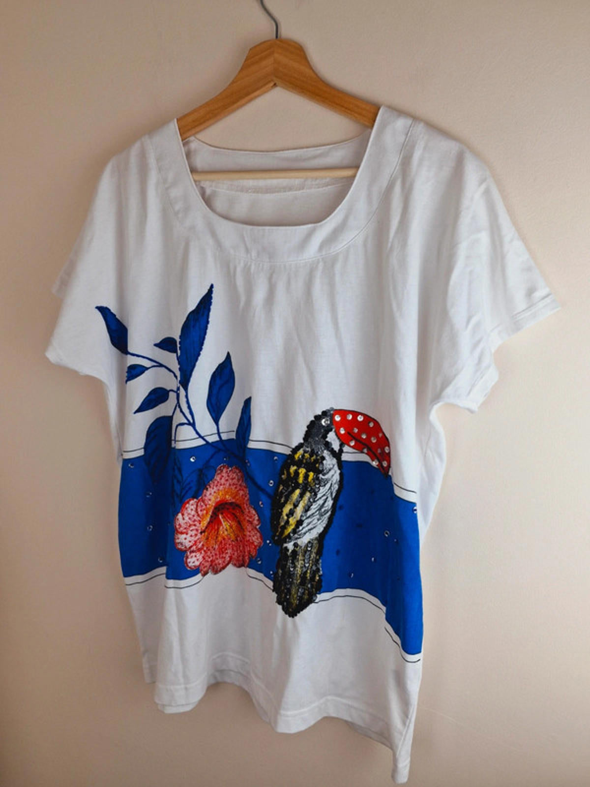 1980s Embellished Tshirt XL