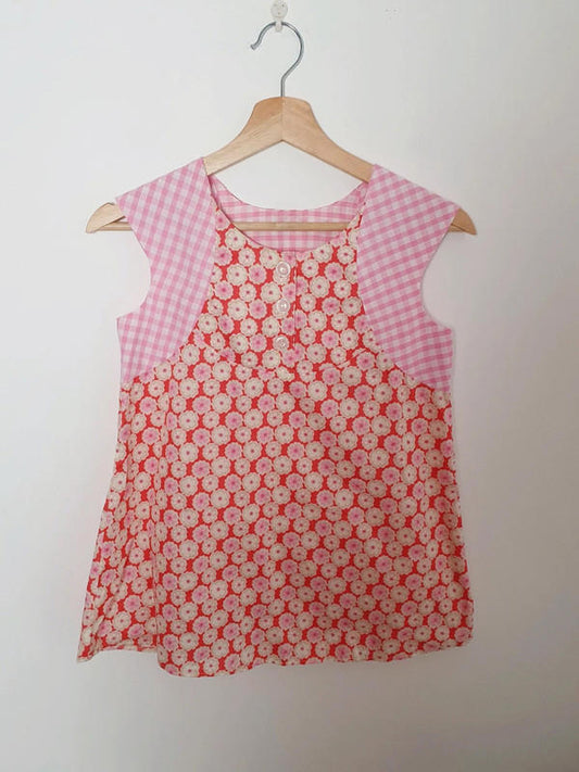 Gingham Floral Top UK8 S