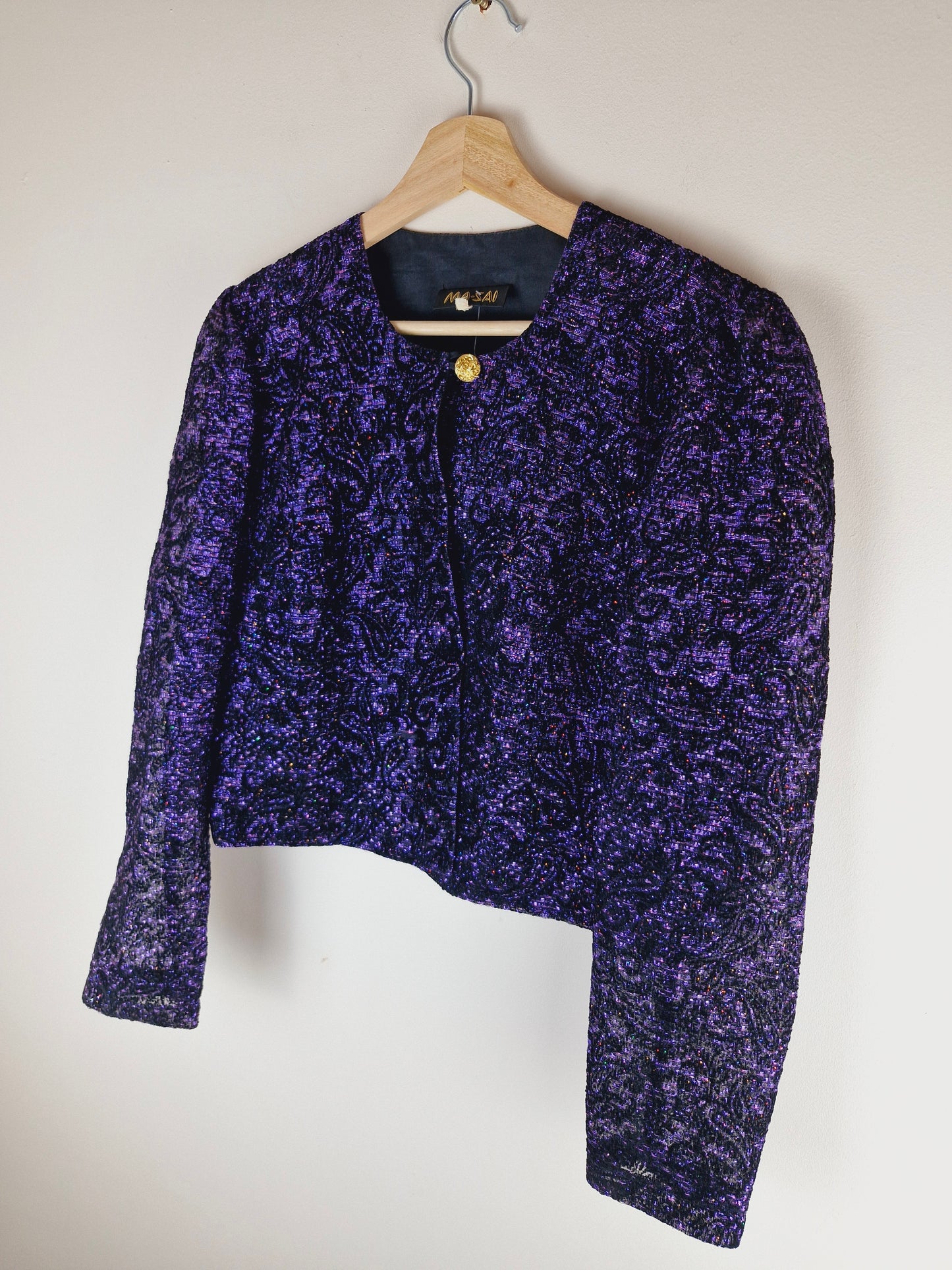 Vintage Masai Purple Metallic Cropped Jacket S M