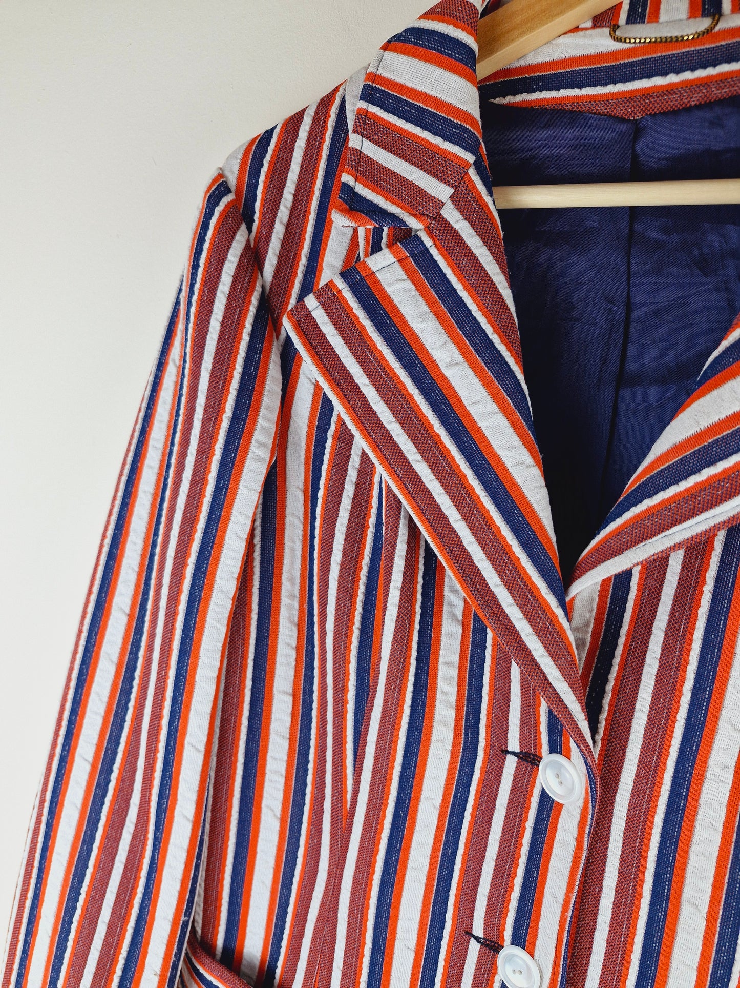 1970s Pinstripe Red White Jacket Blazer M