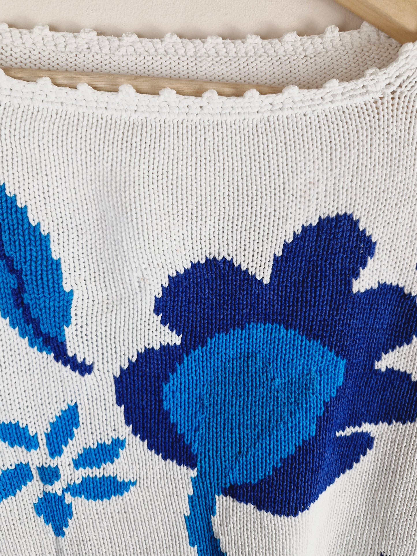 White & Blue Vintage Floral Jumper Sweater