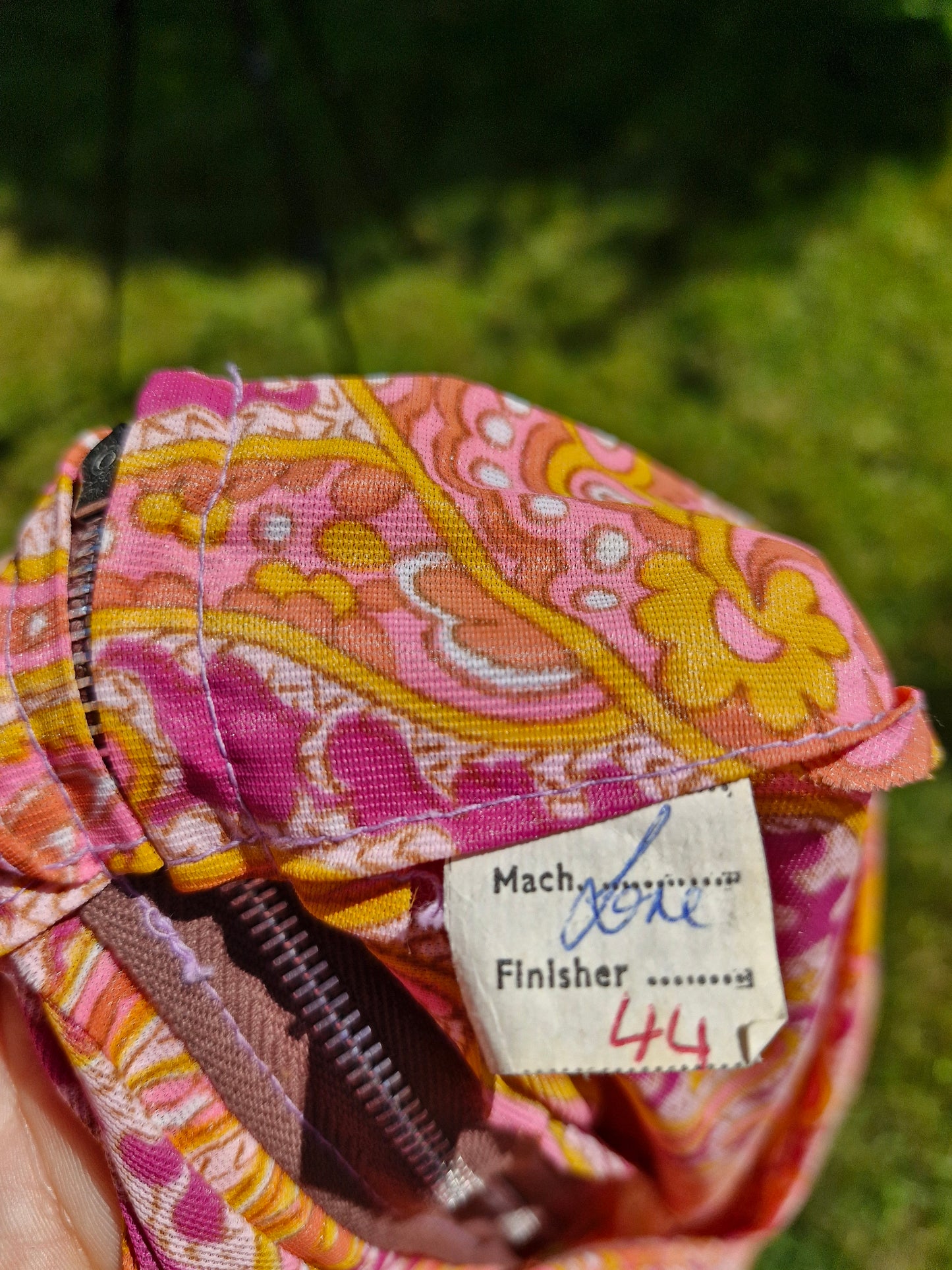 1970s Orange & Pink Paisley Midi Dress L