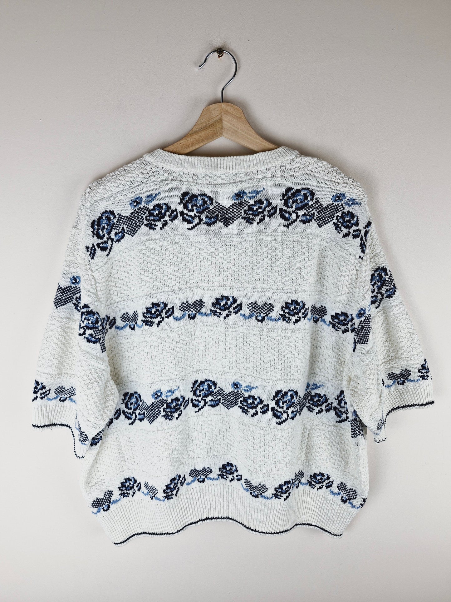 Vintage Short Sleeve Knitted Cardigan Jumper Sweater XXL
