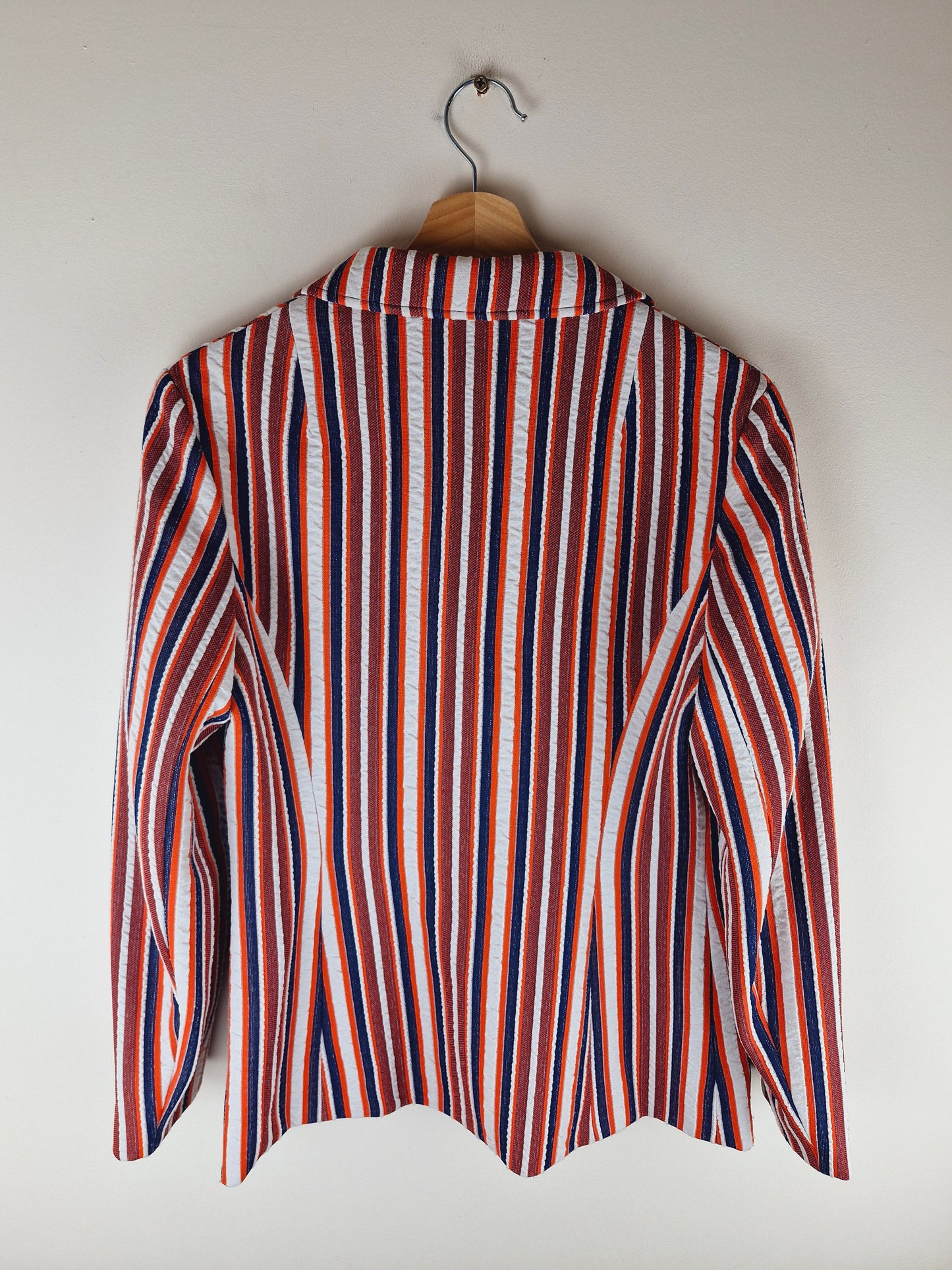 1970s Pinstripe Red White Jacket Blazer M