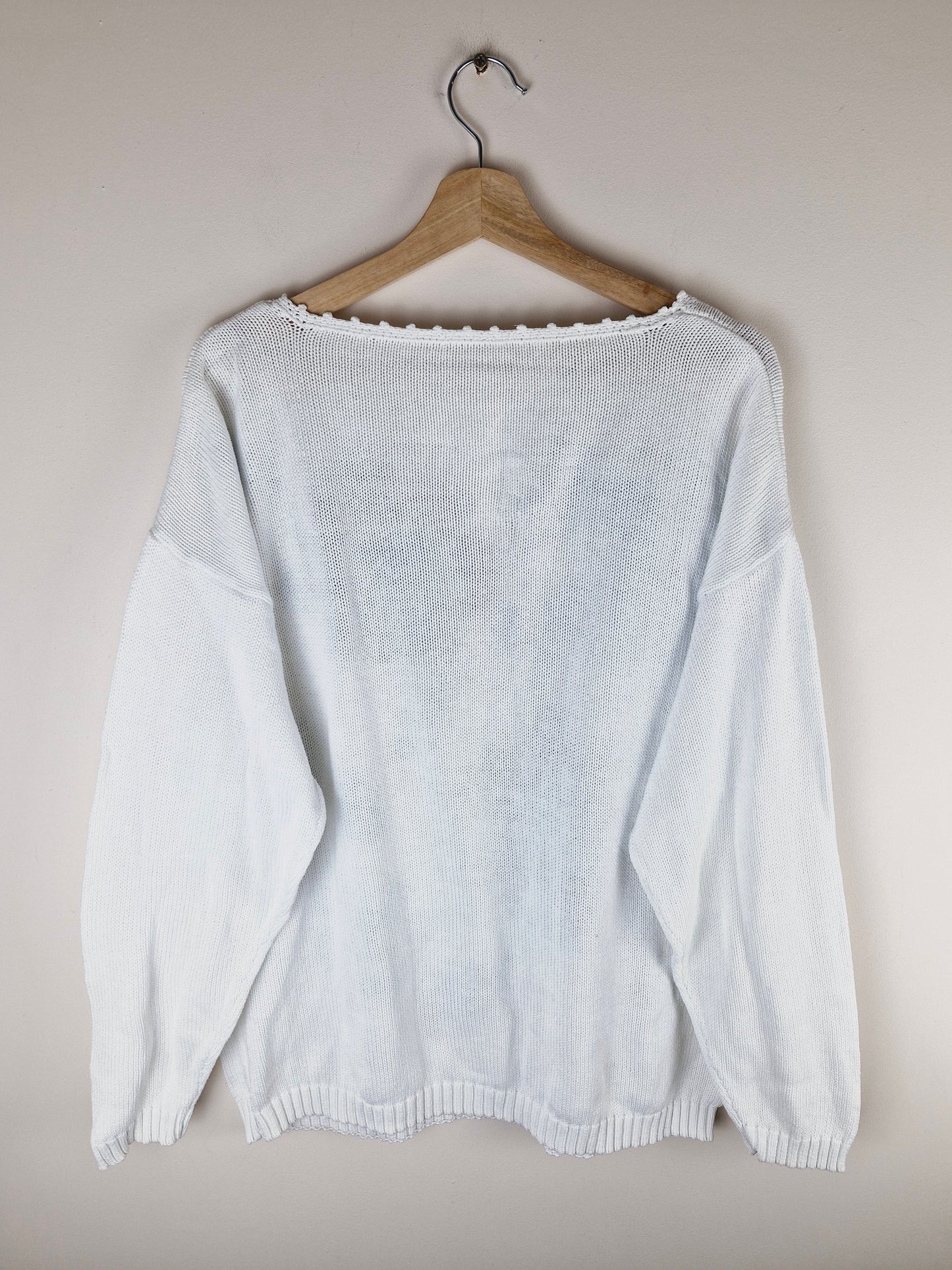 White & Blue Vintage Floral Jumper Sweater