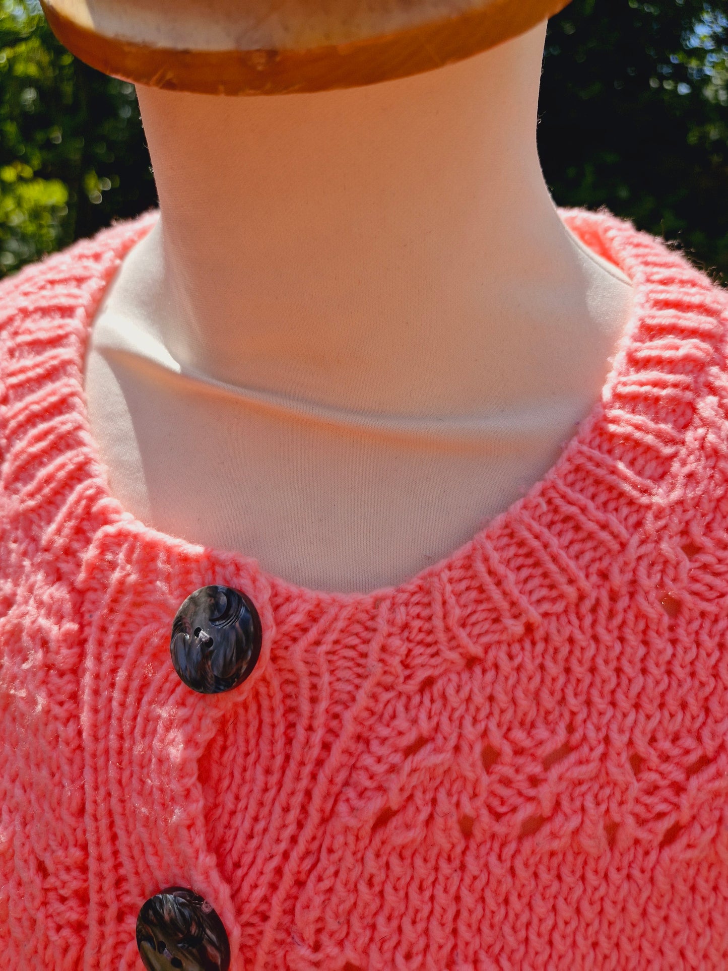 Handknitted Pink Vintage Cardigan Jumper Sweater L