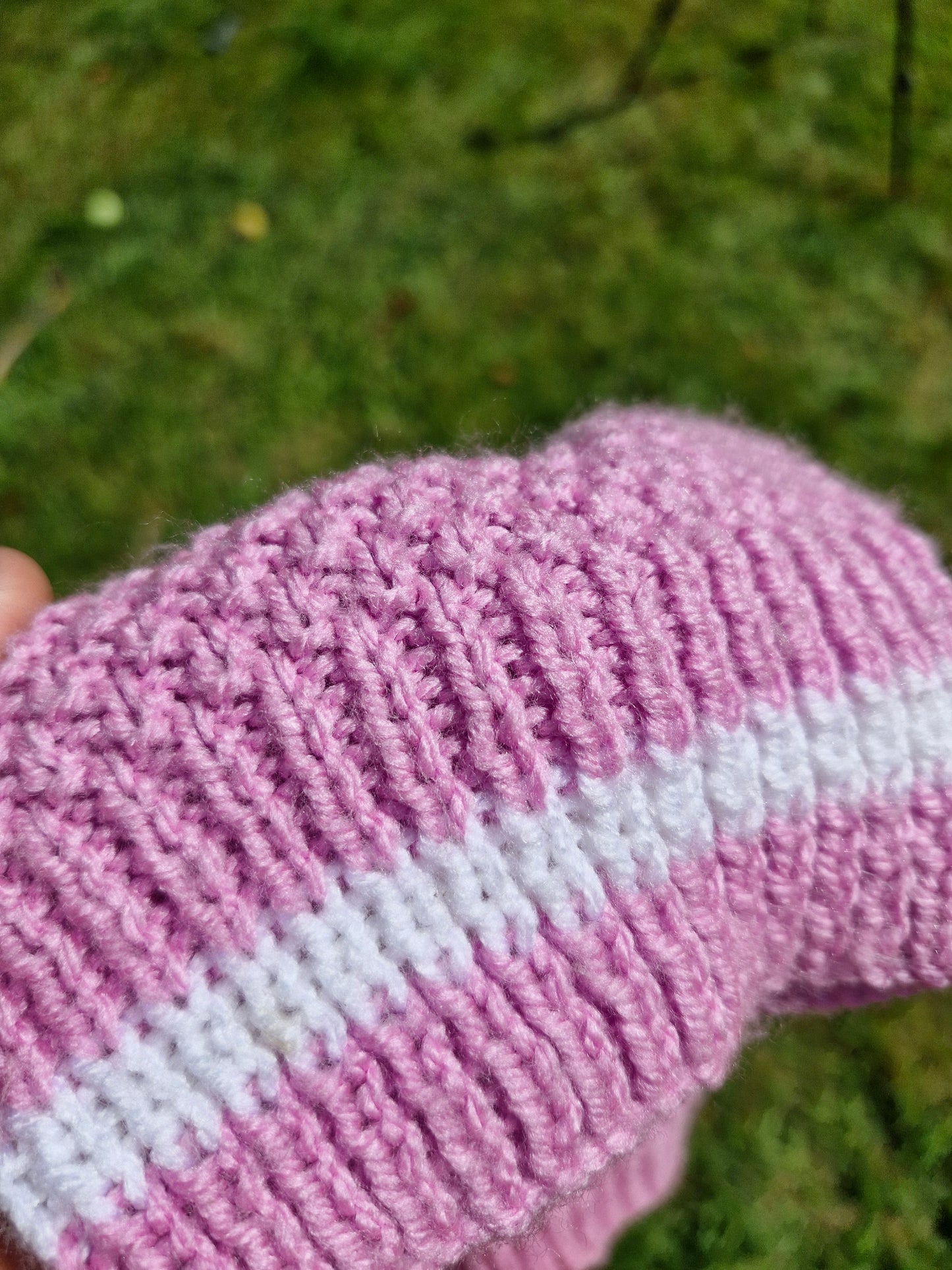 Handknitted Vintage Short Sleeve Pink Lilac Jumper M L